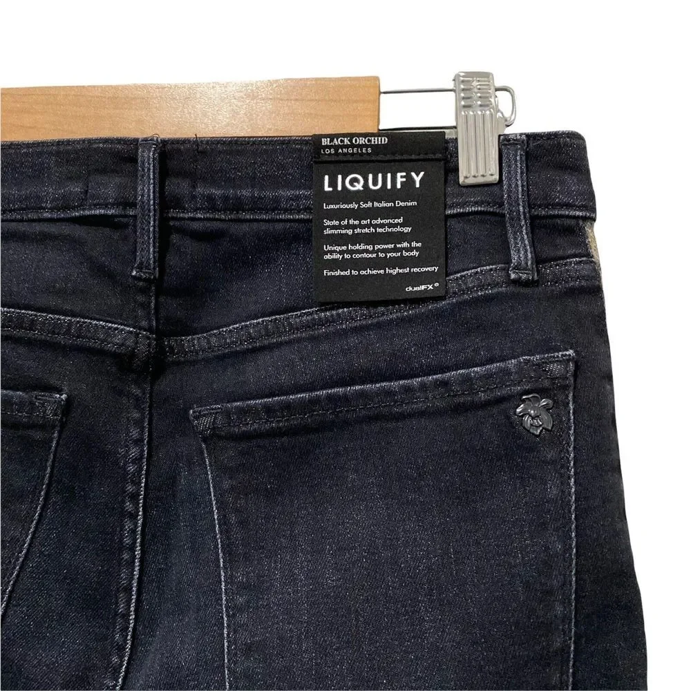 Black Orchid Gisele High Rise Super Skinny Jeans Side Stripes in Raven 27 $198